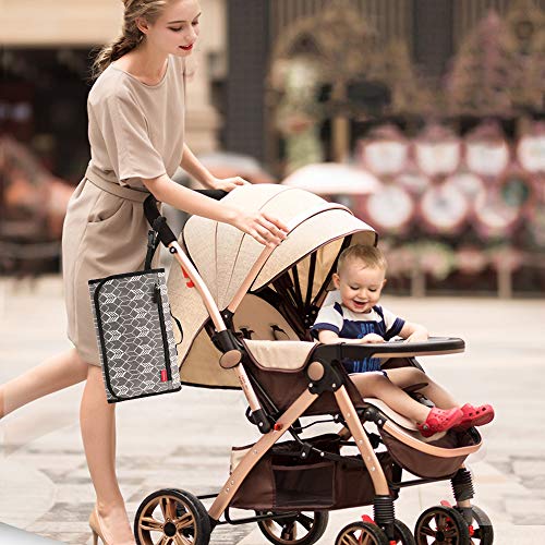 Lekebaby Portable Nappy Changing Mat Travel Baby Change Mat with Wipe-Pocket and Head Cushion, Grey