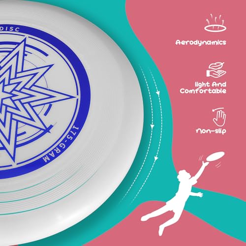 Furypiont Outdoor Flying Disc 175g,Adult Sport Disc Set for Competitive and Pro Players,Includes 1 Glow in The Dark Outdoor Disc for Beach Pool Game, Camping and Backyard (6 Color Set)