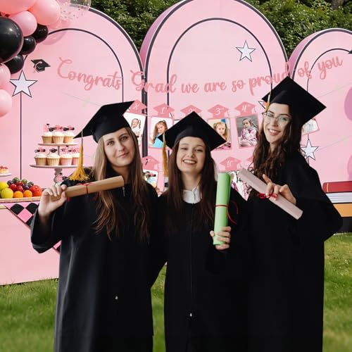 Image of Glitter Pink Graduation Photo Banner for 2026 Graduation Party Decorations Congrats Grad We are So Proud of You Banner Kindergarten to 12th Grade Picture Banner for 2026 High School Grad Congratulation Party Backdrop Decorations Photo Props