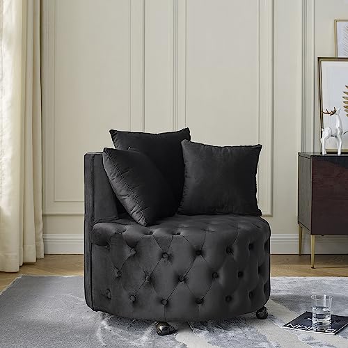 Sillón Terciopelo Moderno Plegable Negro miniatura 3