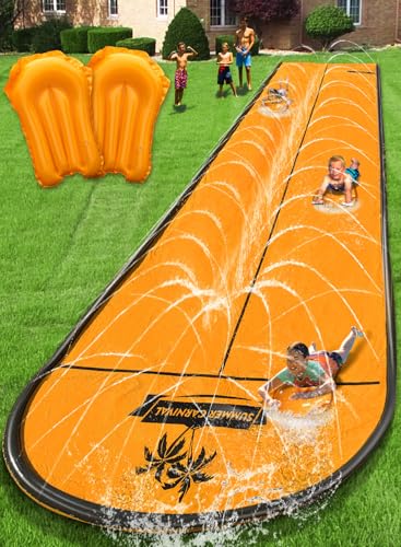 Spring Water Slip and Water Slide, 22ft *2 Lanes Slip Water Slides for Kids Backyards Ages 5-8 8-12...