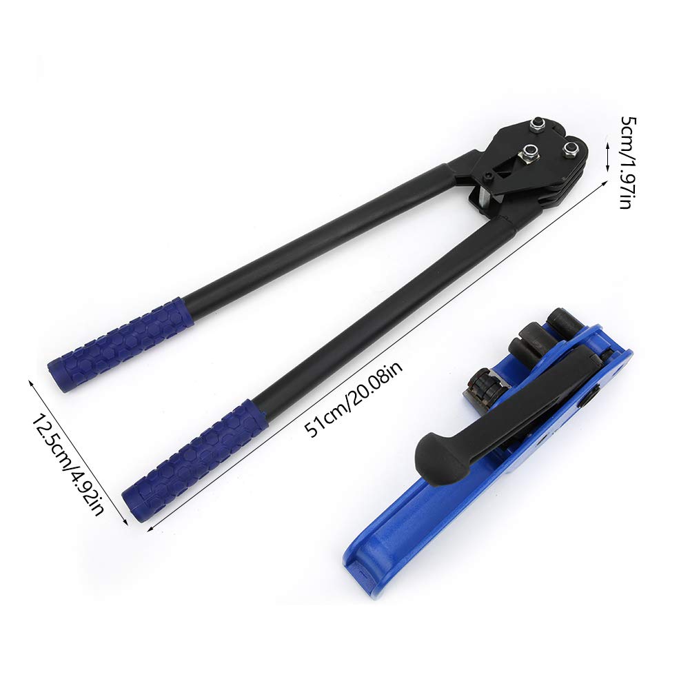 Tenditore e sigillatore per reggia, strumento per fascette in PP/PET per reggette in plastica PET per l'imballaggio di articoli di medie e piccole dimensioni(Blu, Set da 2 pezzi)