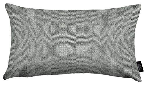 McAlister Textiles Charcoal Gray Herringbone Cushion Cover 24" x 16" - Soft Decorative Throw Scatter Pillow for Bedroom or Living Room 60x40 Cm - 24x16 Inches