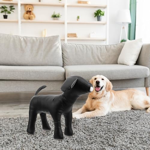 MERRYHAPY Hundeschaufensterpuppe aus Flexiblem Pu Leder Stehendes Hunde Ausstellungsmodellm Freistehende Haustier Kleiderpräsentation für Kleine Hunde