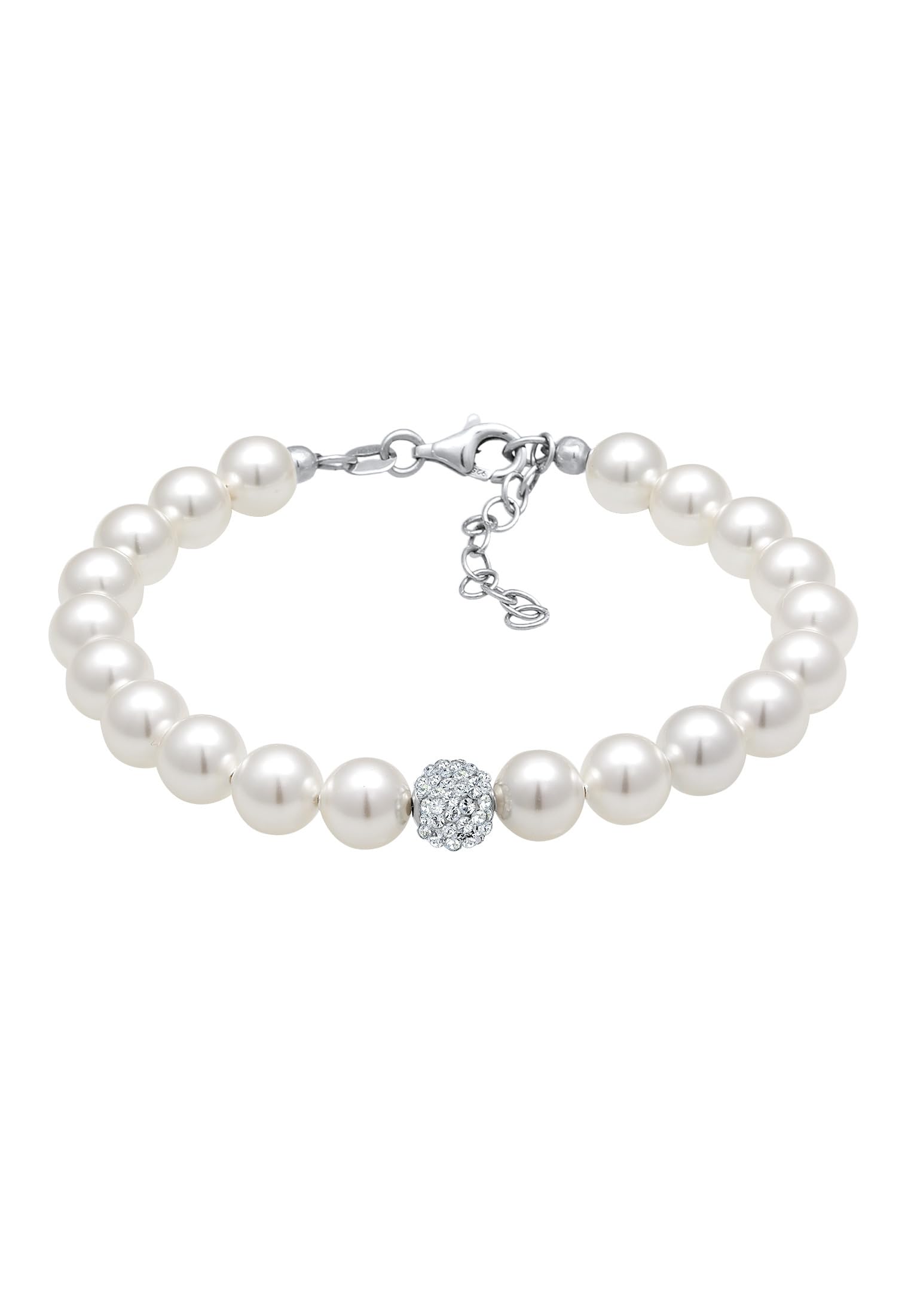 Elli Women's 925 Sterling Silver Xilion Cut Pearl Bracelet Length of 18 cm