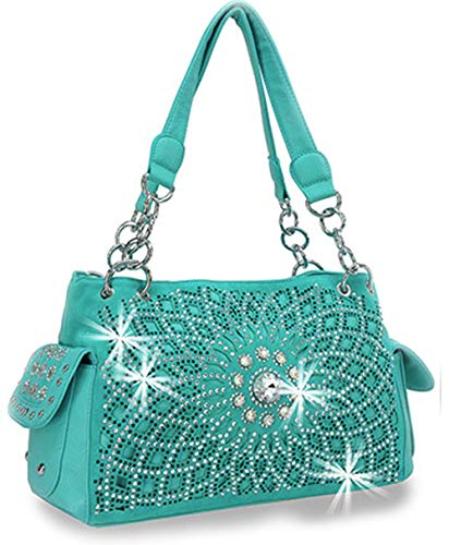 Star Flower Concealed Carry Purse Rhinestone Western Handbag Turquoise