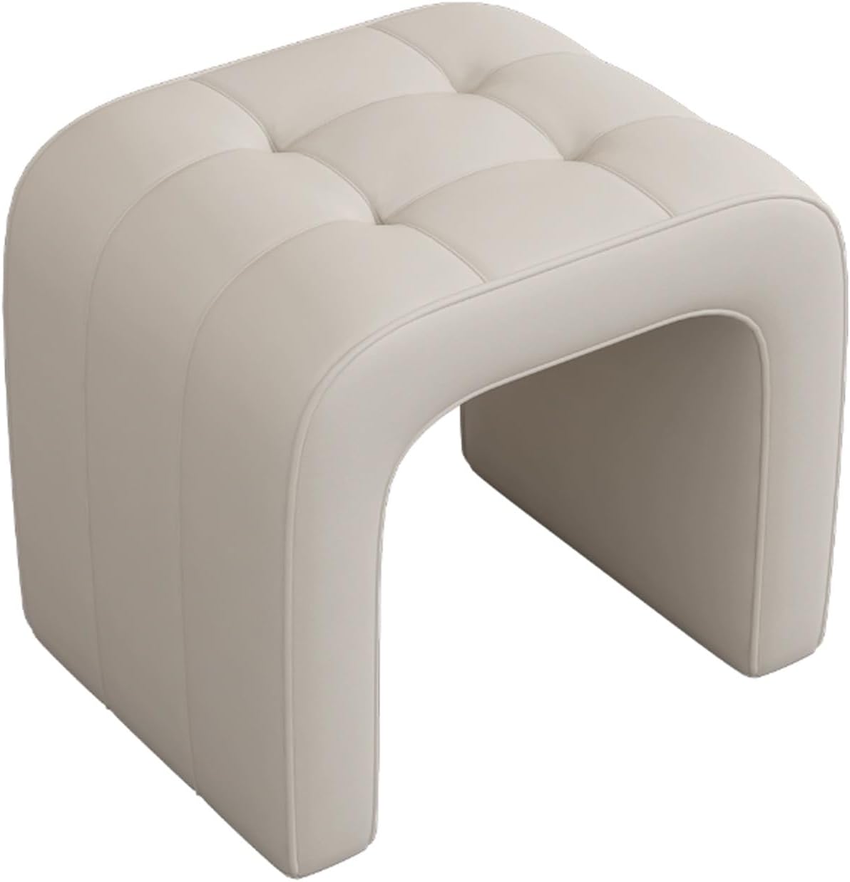 Vanity Stool Chair, Modern Leather Ottoman Foot Stool with Wooden Legs Sofa Bench Footstool Extra Seat for Vanity, Makeup Room, Living Room, Entryway(B,45x35x40cm/18x14x16in)