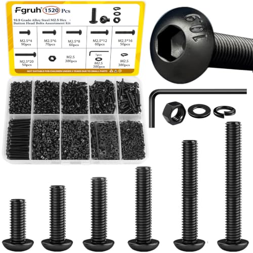 Image of 1520PCS M2.5 Hex Button Screws Assortment Kit, M2.5x4 /6 /8 /12 /16 /20 mm