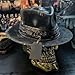 Cowboy Hat, Halloween Skull Cowboy Hat Spooky and Stylish Headwear for Masquerade Fashionable and Eye-catching Accessory Black