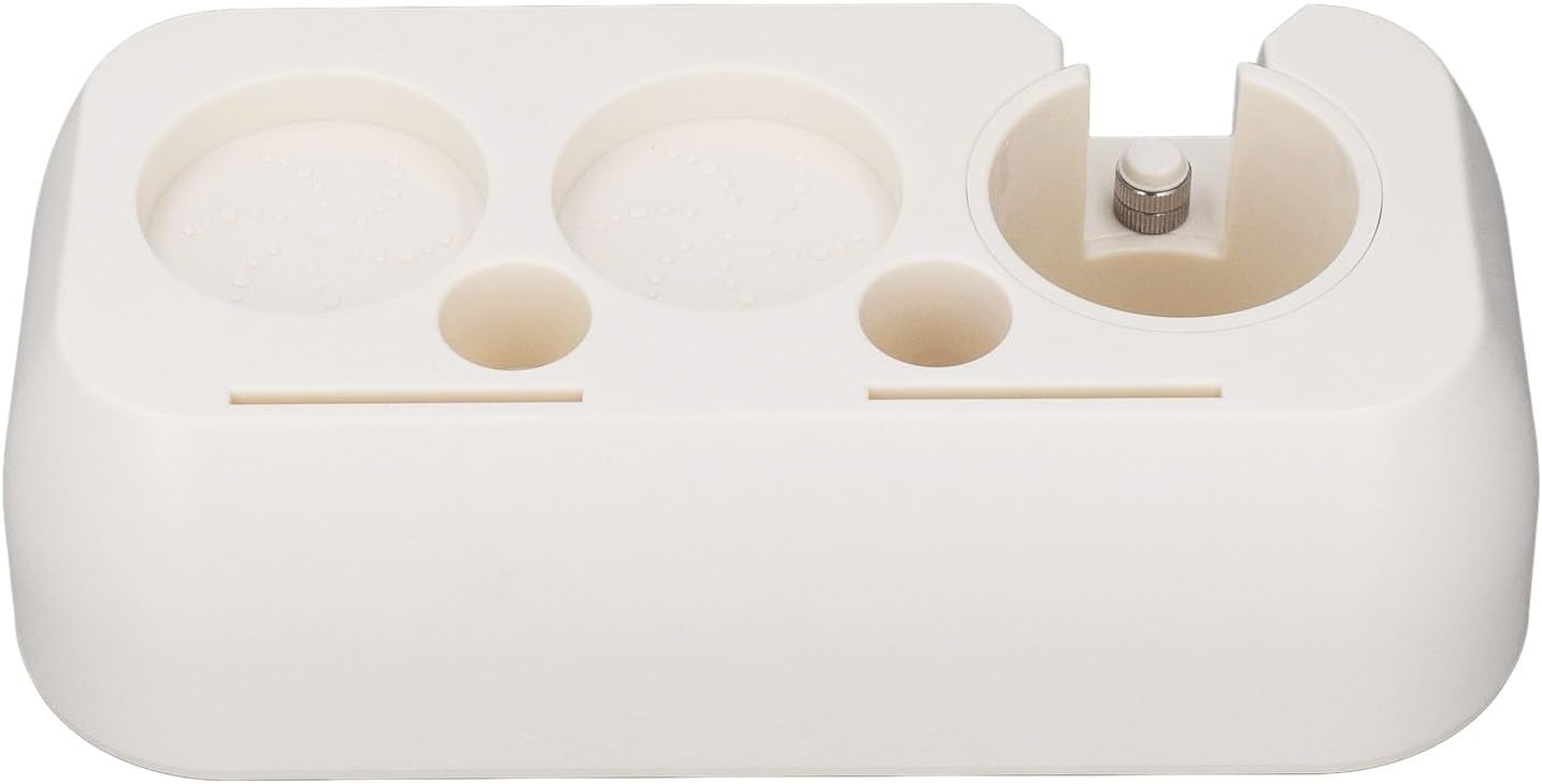Coffee Tamper Station, Multifunctional Stable ABS Coffee Portafilter Holder for Office (Beige)