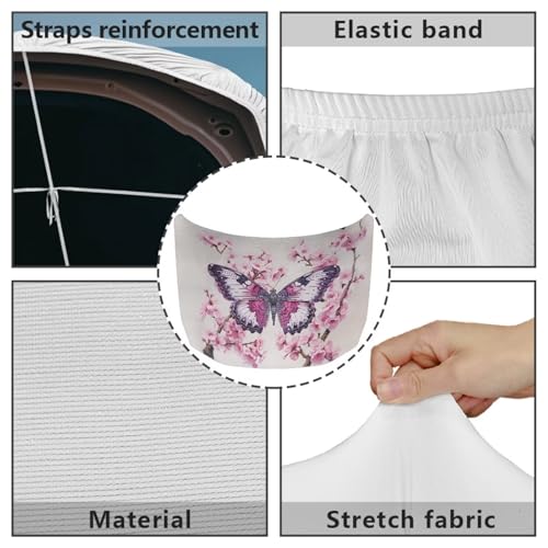 Image of Car Hood Cover,Butterfly Design All Weather Comfortable Car Hood Cover Protector Suitable Most Automotive Sedans Trucks Pickup Sports Cars
