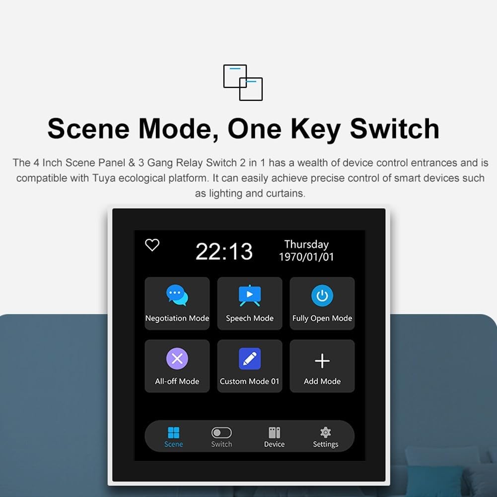 Smart Home WLAN Touch Control Panel Für Tuya, WiFi Smart Schalter Home Control Switch Panel, Home Multiple Smarthome Thermostat Smart Scene Wandschalter Für Zigbee für Lichtschalter,Thermostate usw.