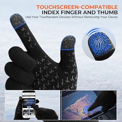 KastKing HydroFlex Waterproof Fishing Gloves, Touchscreen Compatible, Non-Slip Palm, 4-Way Stretch, Extended Cuff for Winter & Ice Fishing, Kayak, Boating, Unisex
