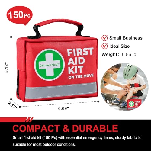 General Medi First Aid Kit - 150 Pieces Small Compact First Aid Kit Bag - Includes Instant Cold Pack, Emergency Blanket for Travel, Home, Office, Vehicle, Camping - Image 4