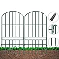 Adavin Animal Barrier Garden Fence,10 Pack Green 12''L x 25" H no dig Fence, Underground dig Protection for Dog Rabbits Rustproof Metal Wire Panel Border, 10 ft Ground Stakes for Outdoor Patio