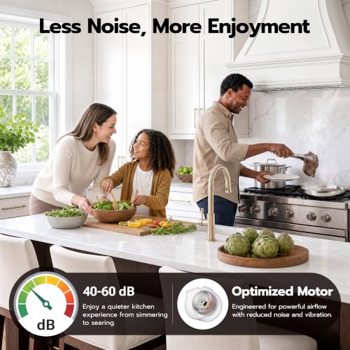 Image of 36 inch Insert Range Hood 900 CFM, with Gesture & Touch Control | Quiet, Stainless Steel, Baffle Filters, LEDs, Ducted /Ductless Convertible, Delay Shut-off