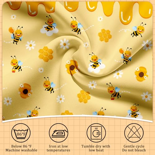Image of 9FT Honey Drip Bee Table Skirt Bumblebee Teacher Desk Skirt Classroom Table Cover for Back to School Decor Rectangle Tablecloth for Farm Birthday Party Decorations Home Dorm Office Bookcase Cabinet