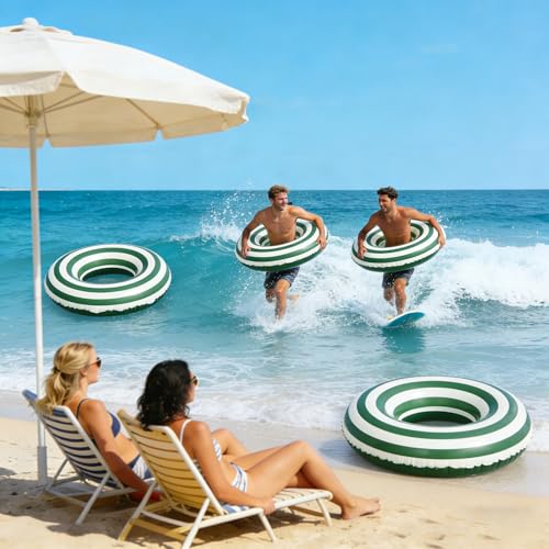 4PCS Floats for Adults Rings Lollipop Striped Pool Float Large Swim Ring for Adults,35 Inch Classic Striped Teens Adult Inner Tubes Summer Beach Bachelorette Party (M-Green Lollipop,4) by WAYTOSUC - Used condition - Image 5