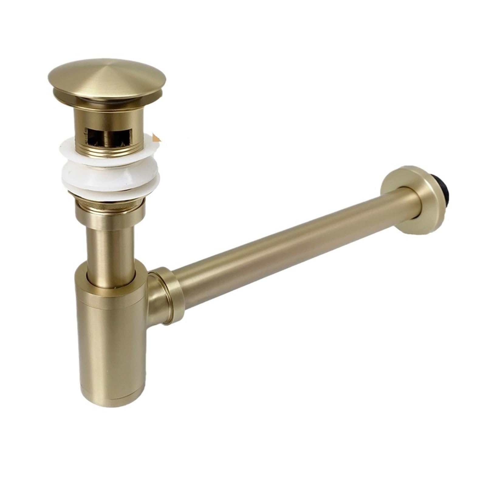 MWAHJU Bottle Trap Matte Brushed Gold Bathroom Wash Basin Waste Trap Plumbing Washroom Sink Bottle Trap Renovation Pop Up Drain Stopper(Matte Gold Overflow)