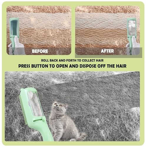 Image of 2 Pcs Cat and Dog Grooming Brush for Short Hair Pets, Shedding Brush for Indoor Cats, Dogs, Rabbits (Pale Purple)
