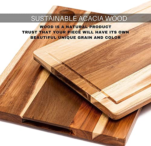 Winged Sirius Premium Large Wood Chopping Board (41cmX27cmX2cm) with Juice Groove, Organic Acacia Cutting Board Heavy Duty Serving Tray for Chopping Meat, Vegetable, Cheese.