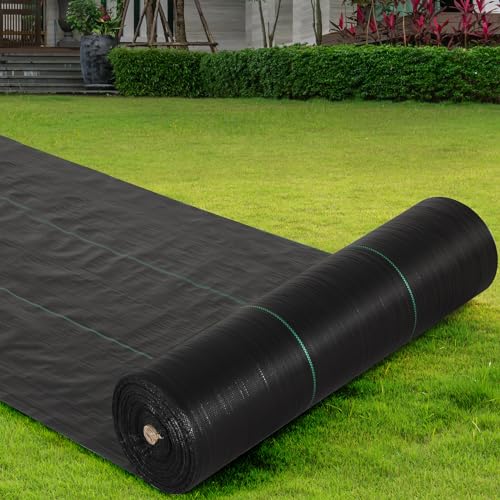 SmoothNovelty 6FT x 500FT Black Weed Barrier Landscape Fabric Heavy Duty, 3.2oz Woven Weed Block Control Mat Cover Mat for Soil Stabilization, Underlayment, Gardening Ground, Commercial Driveway