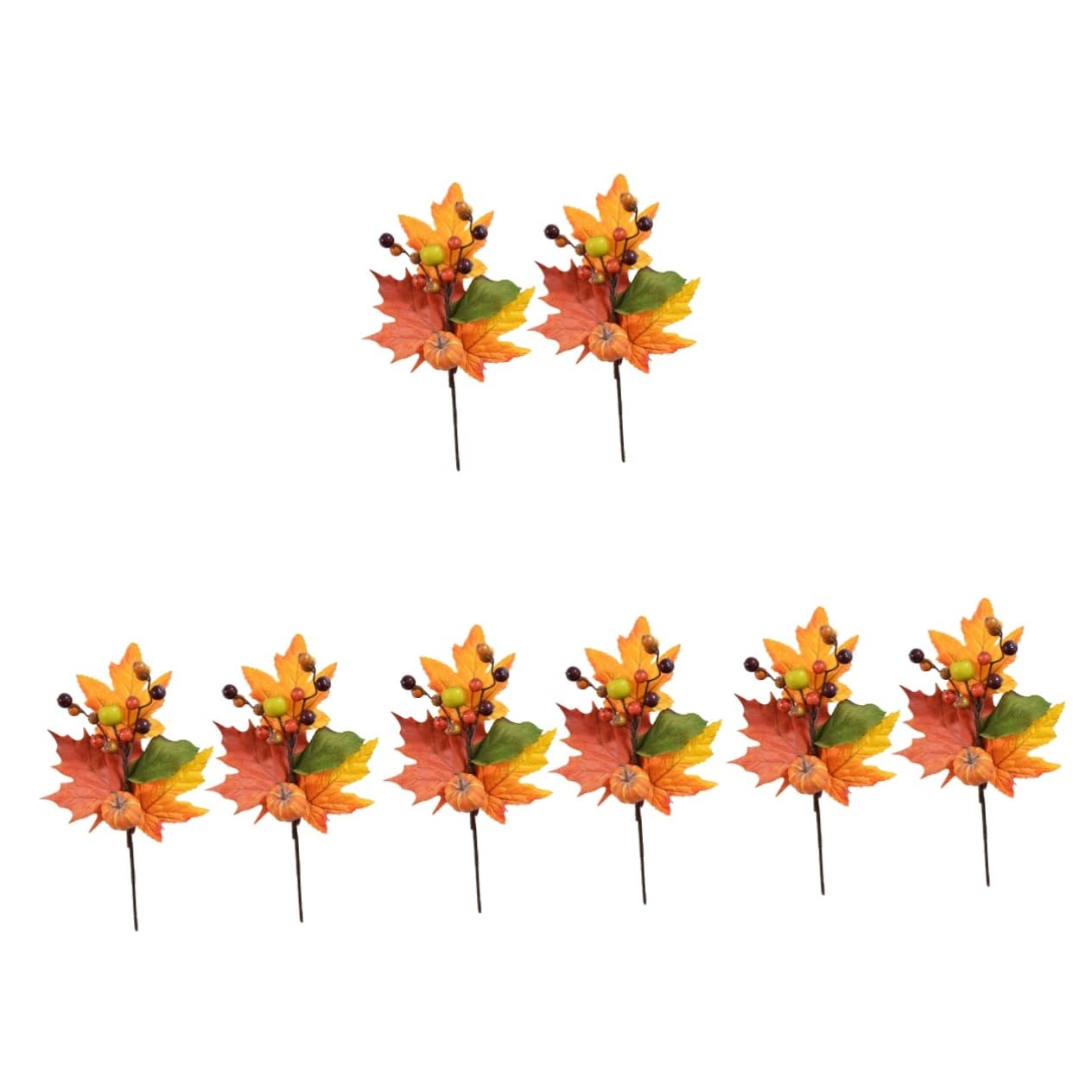 Gadpiparty 4 Sets Herbst Ahornblatt Zweig Künstliche Kürbis Thanksgiving Tischdekoration Halloween Party Supplies Einfache Wohnkultur 2 Stück * 4