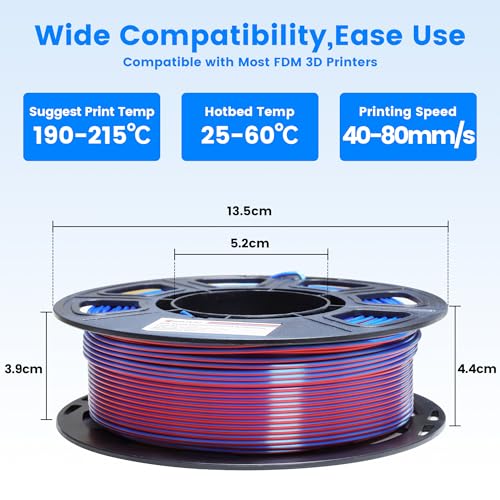Image of MIKA3D 3D Printing Dual Color in 1 Silk PLA Filament 8 Spools Bundle, 1.75mm Dual Color Shiny Coextrusion PLA Filament, 8 Most Popular Dual Color in 1 PLA Mixed, 0.25kg /Spool, Total 2kg