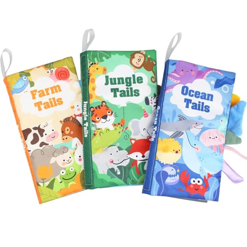 Image of HONGID Baby Books 0-6 Months - 3PCS Montessori Toys for Babies 0-3-6-9-12-18 Months,Infant Newborn Tummy Time Toys Touch Feel Book Learning Sensory Toys, Stocking Stuffers for Boys Girls