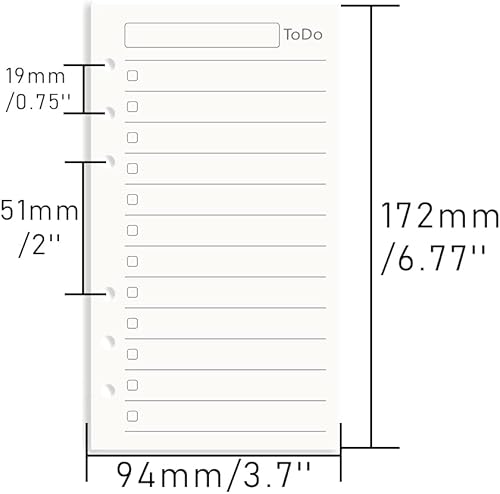 Miniatura 6 de Papel de repuesto A6 para lista de tareas, paquete de 3 insertos de carpeta de 6 agujeros perforados, 135 hojas270 páginas, papel de carpeta