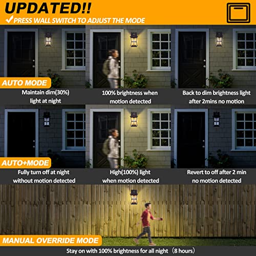 Image of 2 Packs Motion Sensor Outdoor Lights - Dusk to Dawn Outdoor Lighting, Oil Rubbed Bronze Porch Lights Outdoor Wall Sconce, Waterproof Exterior Light Fixtures for House, Garage, Entryway Anti-Rust, E26