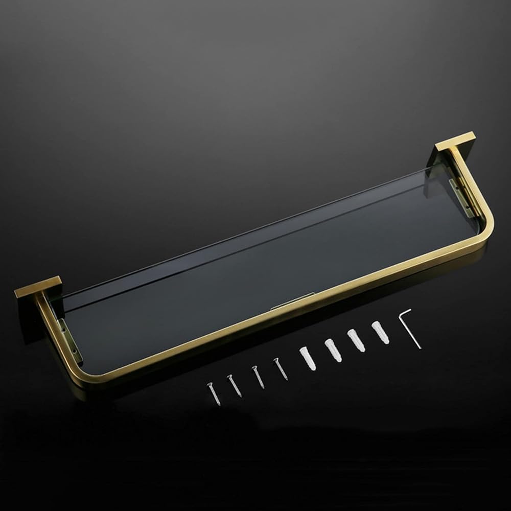Mensola da bagno in acciaio inossidabile 304, 40,6 cm, in vetro temperato da parete, con bordi arrotondati, sicuro e robusto, per la decorazione della casa