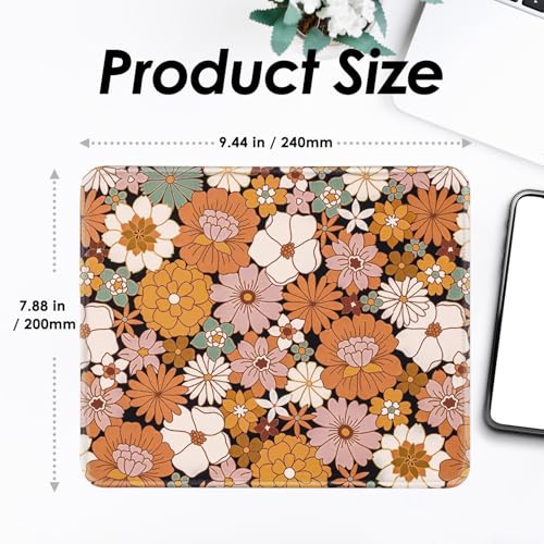 Image of FROGIGO Mouse Pad with Stitched Edges - Cute Floral Mousepad Set for Women, 9.25 x 7.75 inch Washable Desk Pad, Non-Slip Rubber Base, Office Home Laptop Accessories - Autumn Daisy-2 Pack
