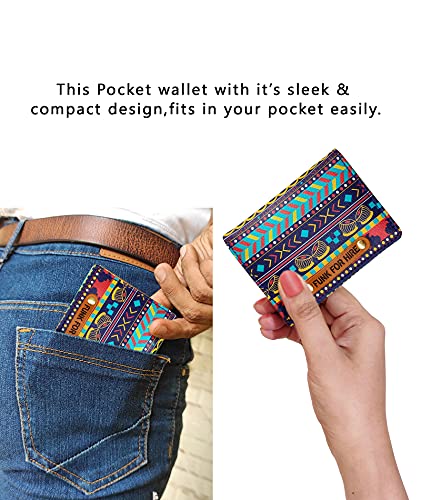 Image of Funk For Hire Unisex Multicolor PU Leather Card Holder Wallet with Coin Pouch, 6 Card Slots, Cash Compartment - Compact Bifold Faux Leather Mini Wallet Organizer