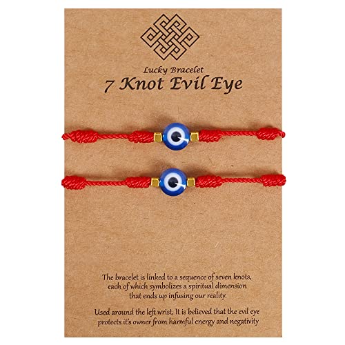 VIBILIA Evil Eye Bracelets for Women Men Handmade Braided Kabbalah Good Luck Bracelet Rope Cord Thread Friendship Bracelet Adjustable String Minimalist Jewelry
