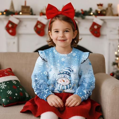 Christmas Sweatshirt Girls Toddler Girl Graphic Crewneck Sweatshirt 1-8T Pullover Tops Long Sleeve Sweaters3