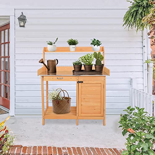 44.1 X 18.1 X 49.2 '' (Lxwxh) Potting Benches With Drawers,Outdoor Garden Potting Table Garden Workbench #TOP5