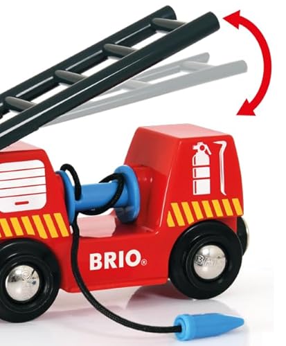 BRIO World 33844 Feuerwehr-Löschzug - Feuerwehrzug mit Feuerwehrschlauch und Wassertank - Kleinkindspielzeug empfohlen ab 3 Jahren