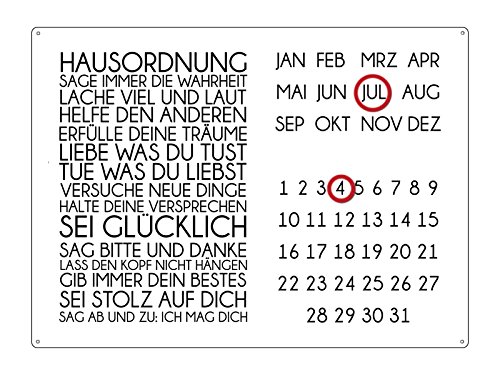 Interluxe WANDKALENDER Blechschild Kalender HAUSORDNUNG Shabby Vintage Geschenk Dekoration Haus Wohnung