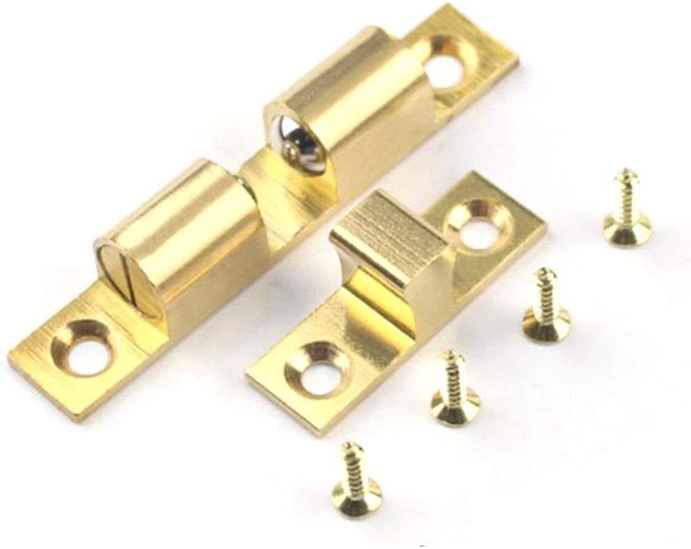 10pcs Double Ball Catch,Ball Roller Catch Furniture Cabinet Door Brass Dual Ball Roller Catch Latch(70mm Gold)