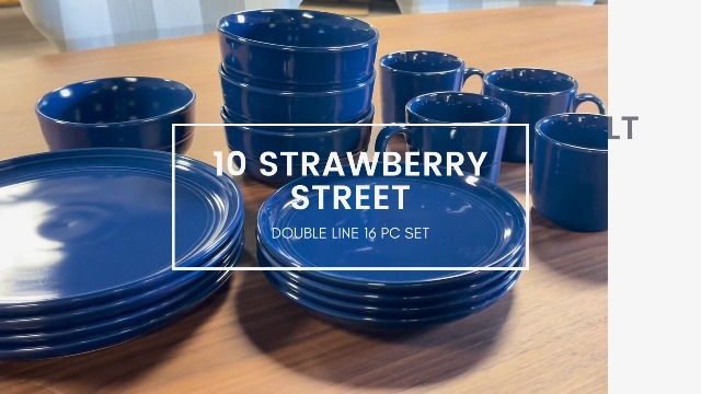 Amazon.com | 10 Strawberry Street Double Line 16 Piece Dinnerware