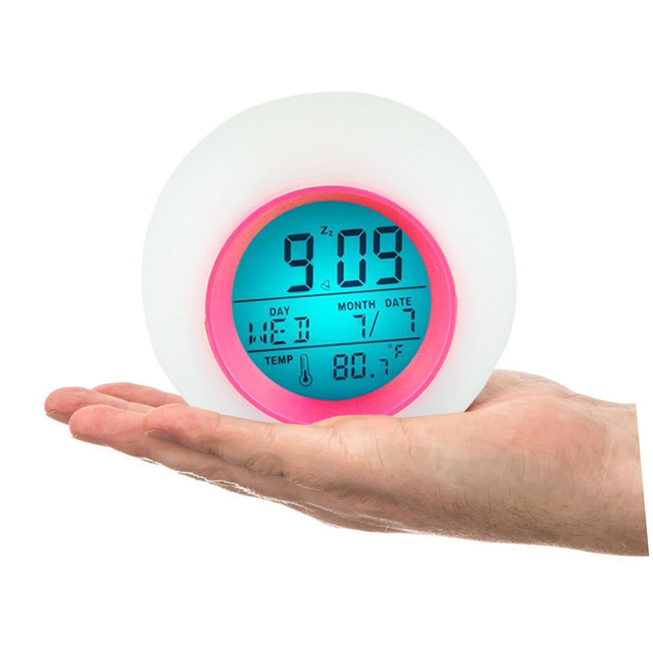 PRETYZOOM 3stücke Runde Bunte Alarmuhr Mit Kalender Und Nachtlicht Kinderwecker Für Nachttisch Thermometer Ohne Batterie Zufälligen Farben