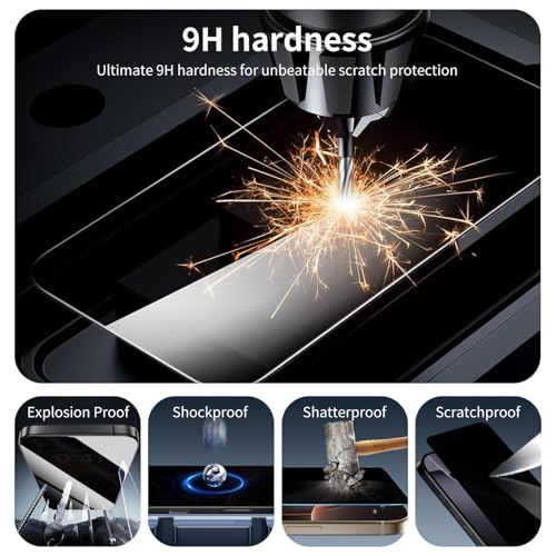 Privacy Screen & Camera Lens Protector for Samsung Galaxy S24 Ultra, Anti-Spy Tempered Glass, Dark Private Black Protection, 9H Hardness Anti-Scratch 2.5D Curved Edges Case-Friendly, 3 Pack Each by Fynorao - Used condition - Image 4