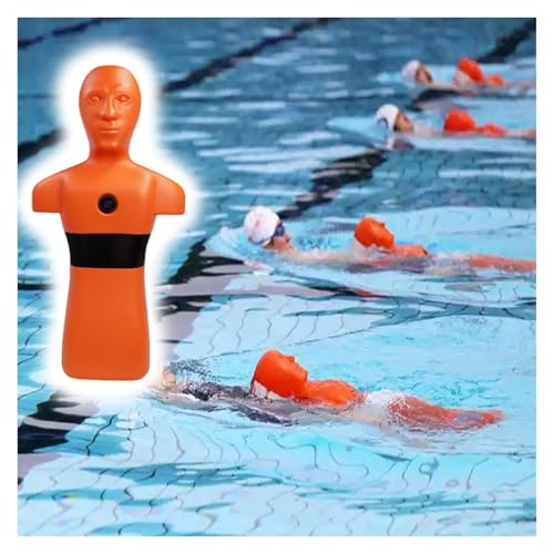 PE Swimming Training Dummy, 38.6x19.5x8.7 in Water Rescue Training Dummy, Pool Lifeguard Models for Fire Department School/Community Drowning Simulation Drill(Orange)