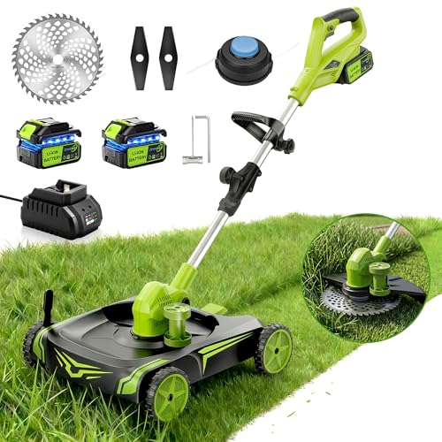 4-in-1 Electric Small Lawn Mower with Detachable Wheeled Base 3 Position Cutting Height Cordless Mini Push Mower Battery Powered for Garden/Yard/Farm Gardening Gifts for Parents Seniors Women