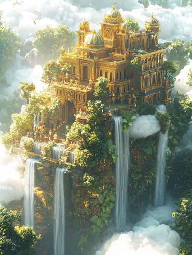 Broderie diamant kit complet maisons paysage, grand format Diamond Art Premium