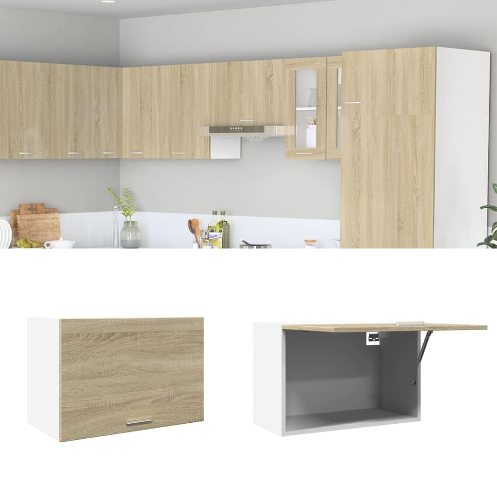 vidaXL Hängeschrank Lyon Sonoma-Eiche 60x31x40 cm Holzwerkstoff, Küche Schrank, Einbauküche, Küchenzeile, Küchenmöbel, Oberschrank, Küchenschrank