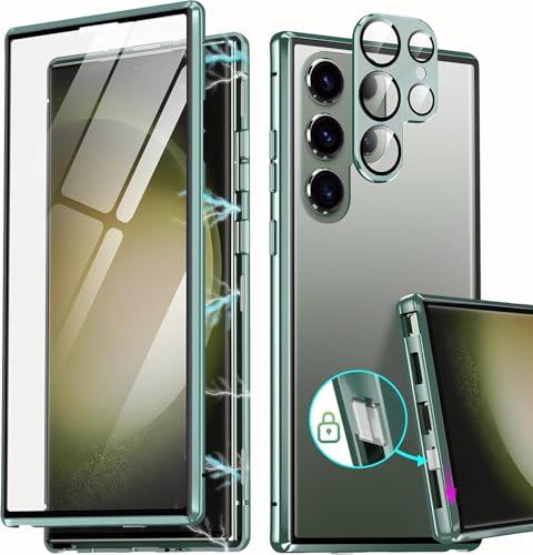 �yAlFan�zGalaxy S24 Ultra/docomo SC-52E / au SCG26 �p ���� �P�[�X �M�����N�V�[s24�E���g�� �A���~�o���p�[ �X�}�z�P�[�X �w�� ������ �J���������Y�ی� �S�ʕی� �J�o�[ ���b�N�t�� (�O���[��)