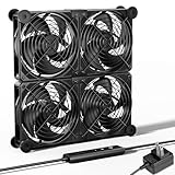 upHere 空冷ファン12cm AC電源 4連冷却ファン ミニ送風機 扇風機 PC 強力冷却クーラー DC12V 5段階風量調整 静音 多用途排気【U2DC4】