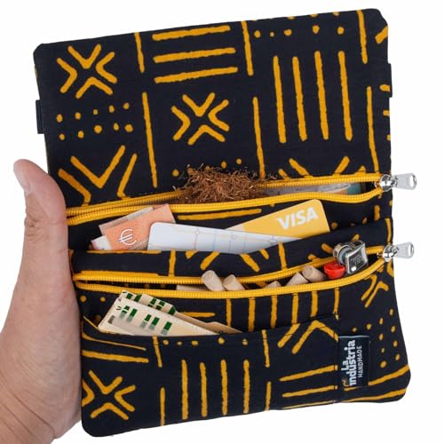 Blague à Tabac, Pochette, Portefeuille Étui avec Compartiments pour Tabac à Rouler, Feuilles, Filtres et Briquet, Cartes et Billets (Mali)